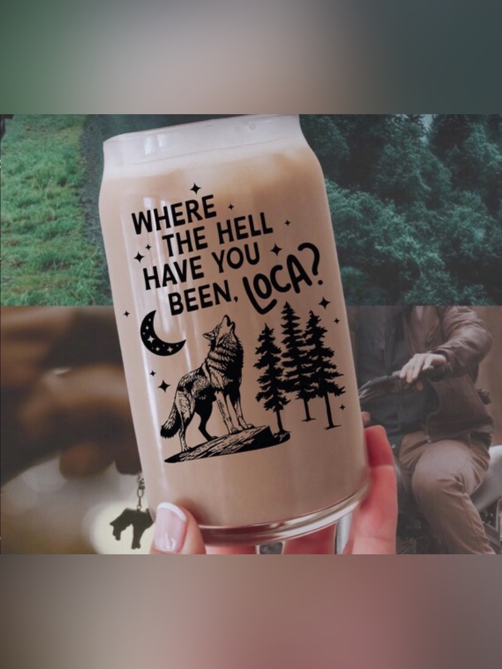 Twilight Team Jacob Inspired Glass Tumbler w/ Straw